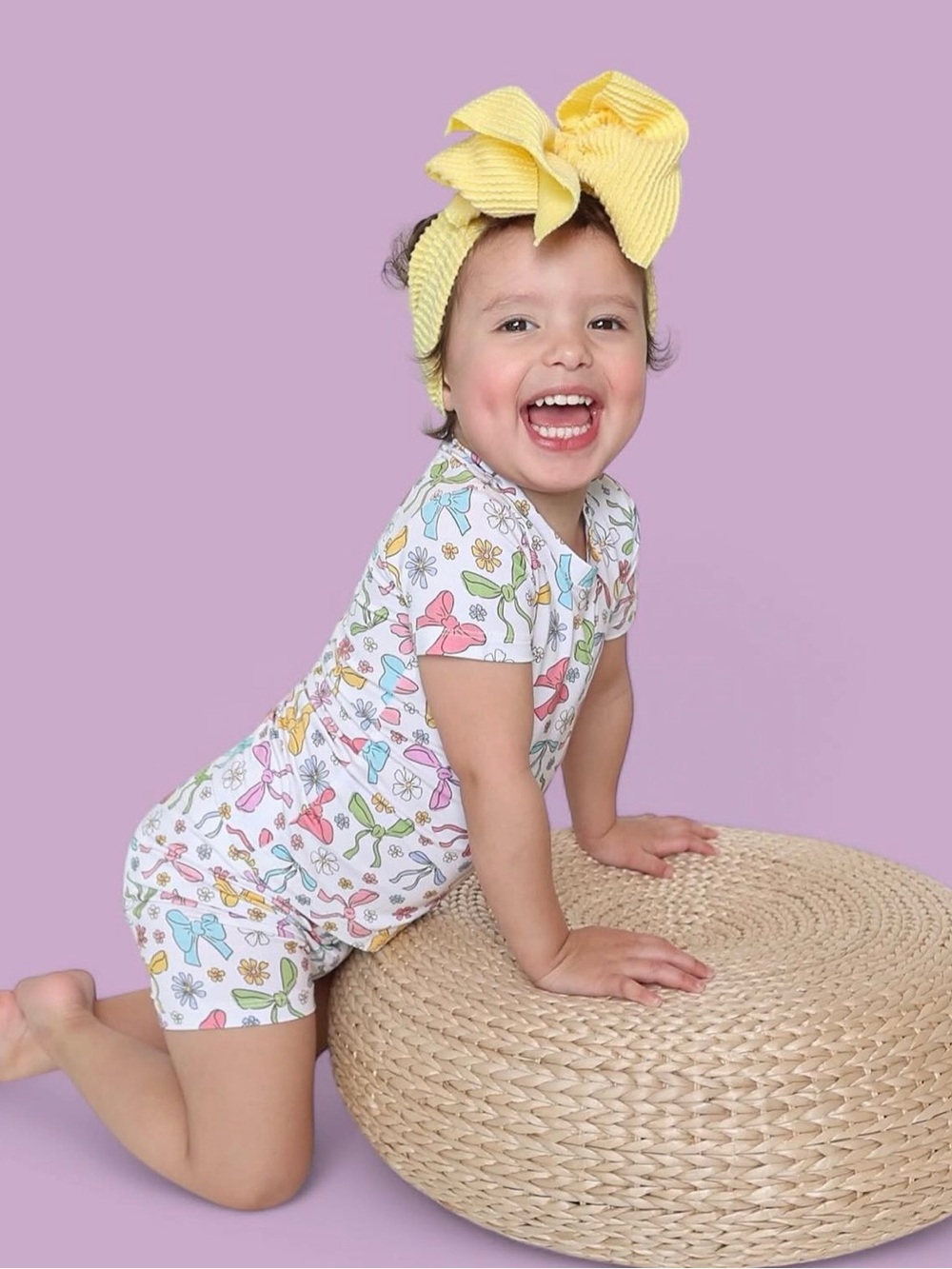 Dream Big Little Co Bow Garden Short Set